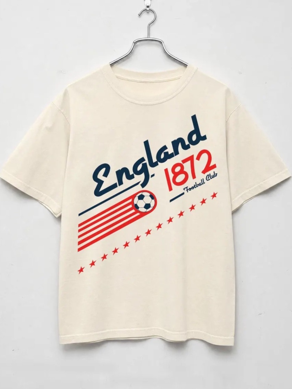 England Soccer Graphic T-Shirt White Off 80s Unisex